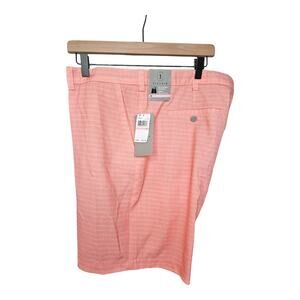NEW Men's PGA Tour Active Gripper Waistband Golf Shorts Plaid Pink (Size: 40)
